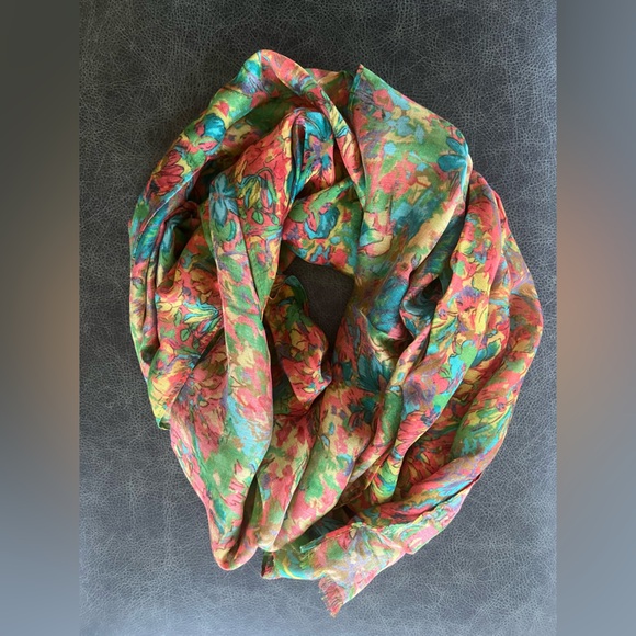 Patricia Nash Scarf Sunny Days Floral Green Multicolor Scarf - Picture 9 of 12